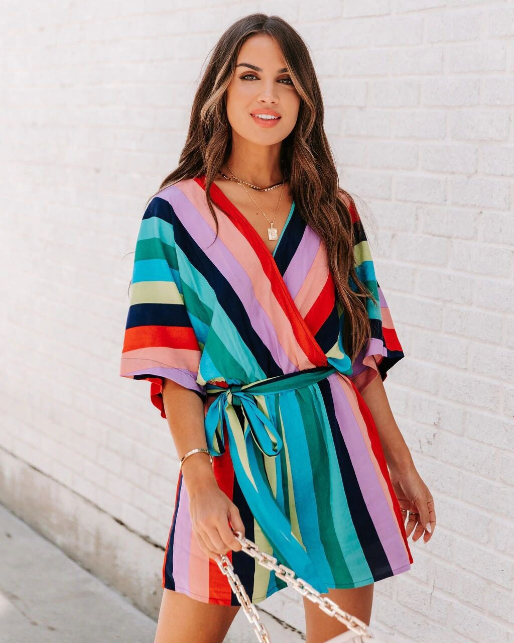 Ladies leisure chic striped playsuit and style
