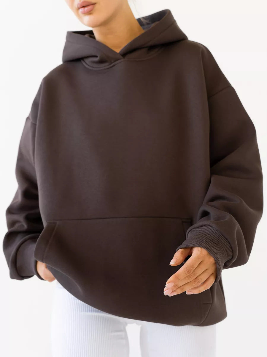 Ladies oversized hoodie with a practical kangaroo pocket design Lune London