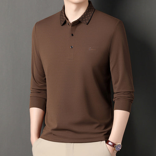 Men's Long Sleeve Polo with Structured Collar and Functional Design Lune London