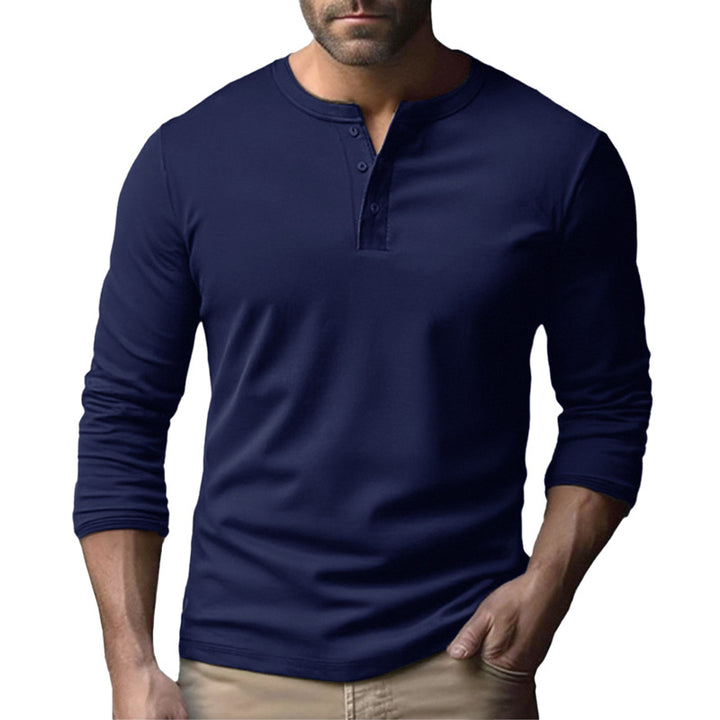 Men's Long Sleeve Henley Shirt in Breathable Cotton Blend Lune London