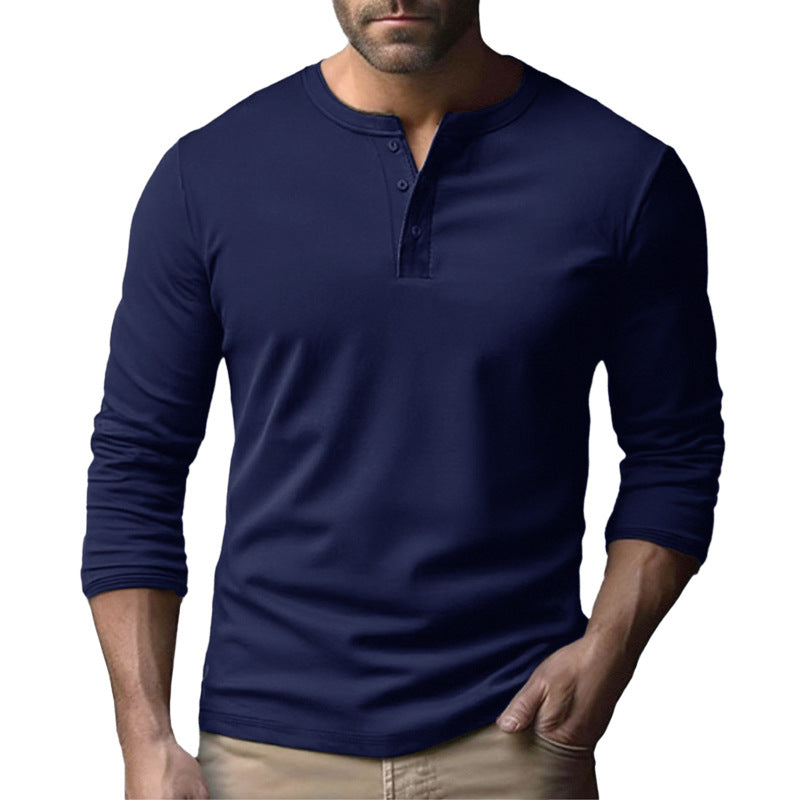 Men's Long Sleeve Henley Shirt Made Of Breathable Cotton Blend Lune London