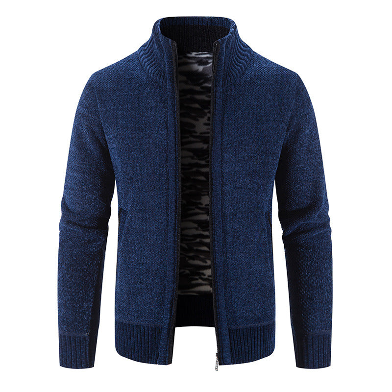 Men's knit jacket with high collar and practical zippered pockets Lune London