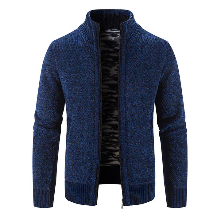 Men's knit jacket with high collar and practical zippered pockets Lune London