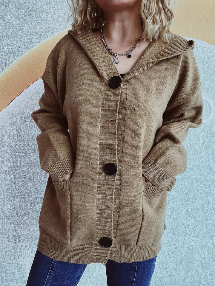 Cardigan confortable pour femmes avec capuche et poches appliquées Chic & Stil