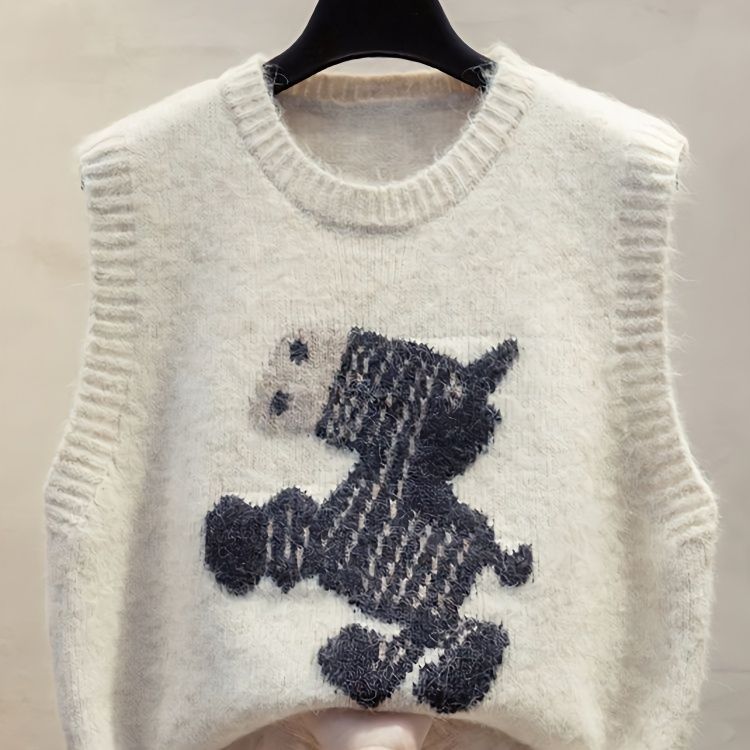 Gilet en tricot pour femmes avec motif tissé ludique Chic & Stil