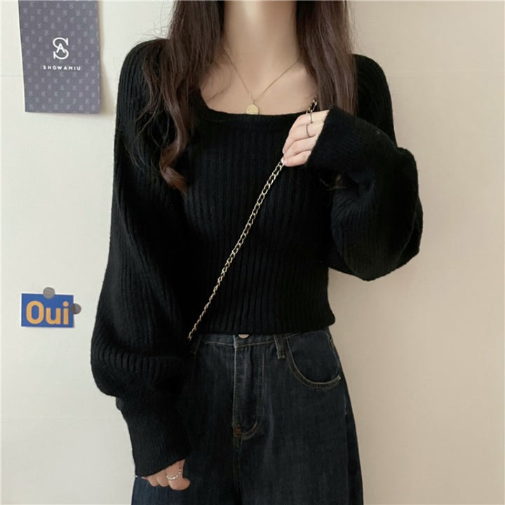 Pull en tricot côtelé décontracté pour femmes avec des manches larges Chic & Stil
