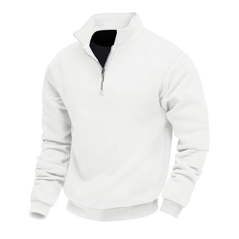 Sporty men's sweater with high collar and zipper Lune London