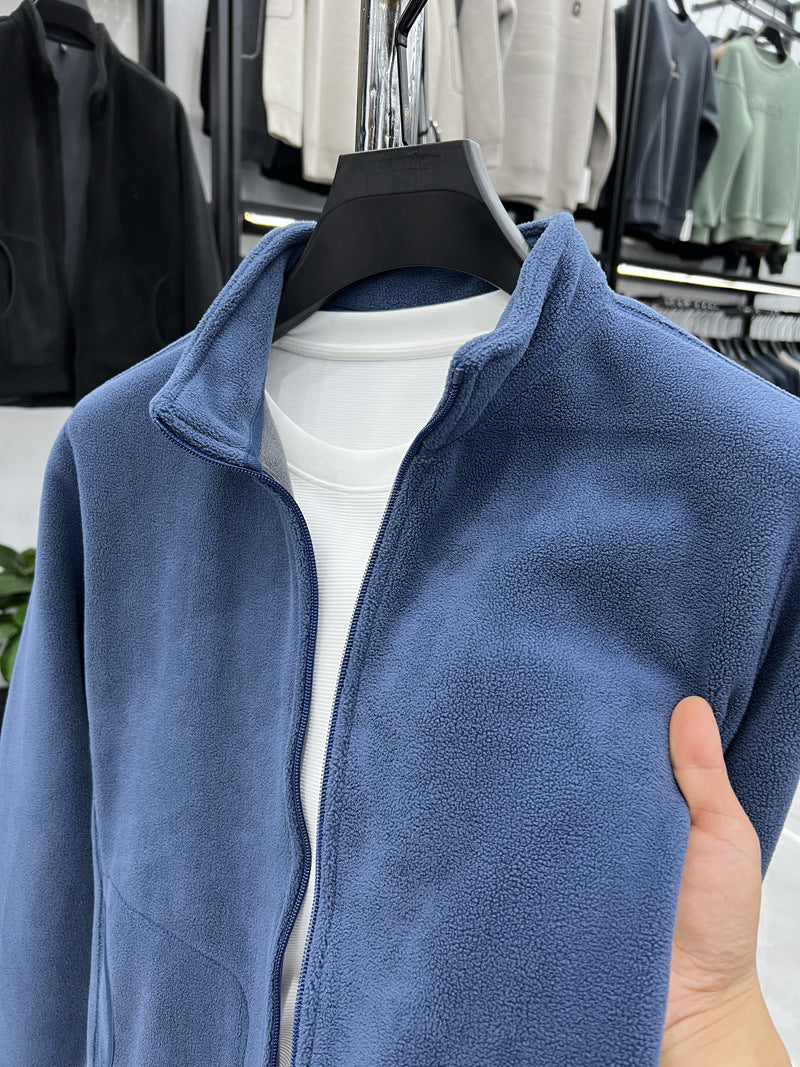 Fleece jacket for men with high collar and practical pockets Lune London