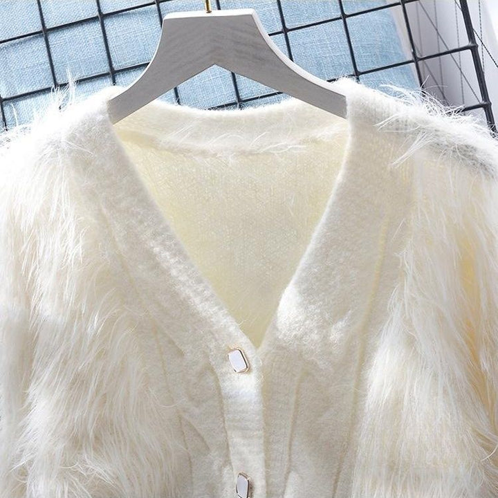 Fashion knitted jacket for women with fluffy sleeves Lune London
