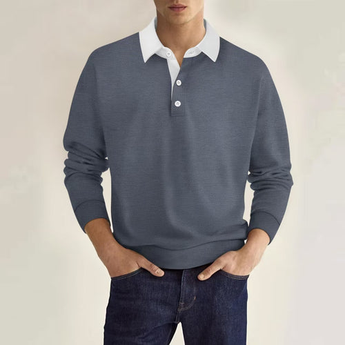 Elegant polo sweater for men with button placket and contrasting collar Lune London
