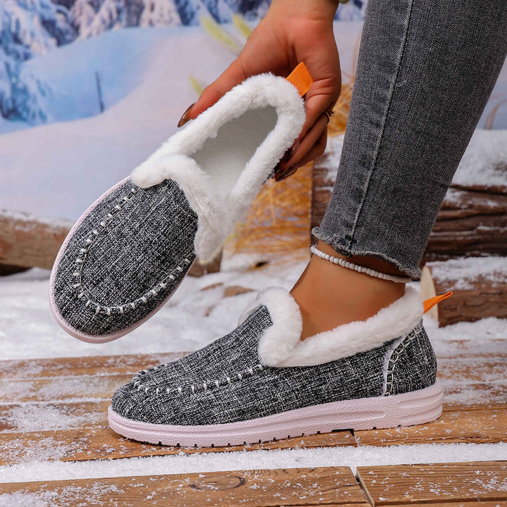 Ladies comfortable fleece slippers with non-slip sole Lune London