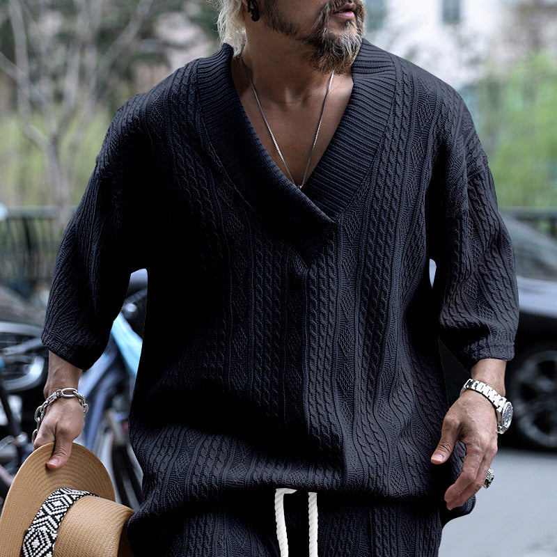 Lune London Casual Knit Pullover for Men with V Neck