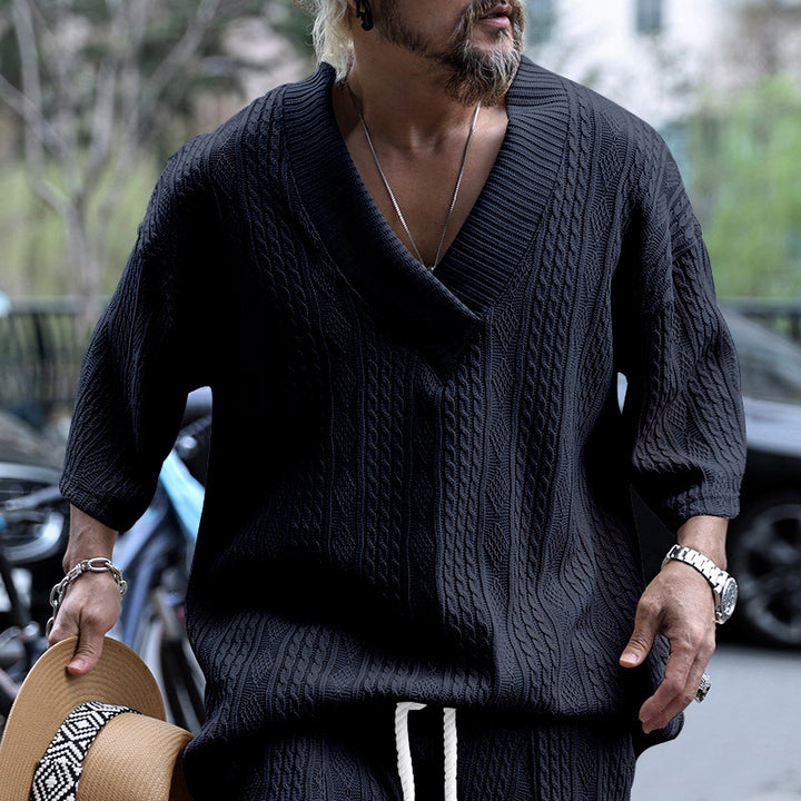 Lune London Casual Knit Pullover for Men with V Neck