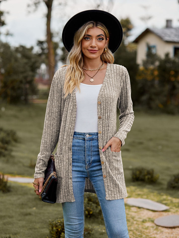 Cardigan for ladies with textured pattern and practical pockets Lune London 1753970709
