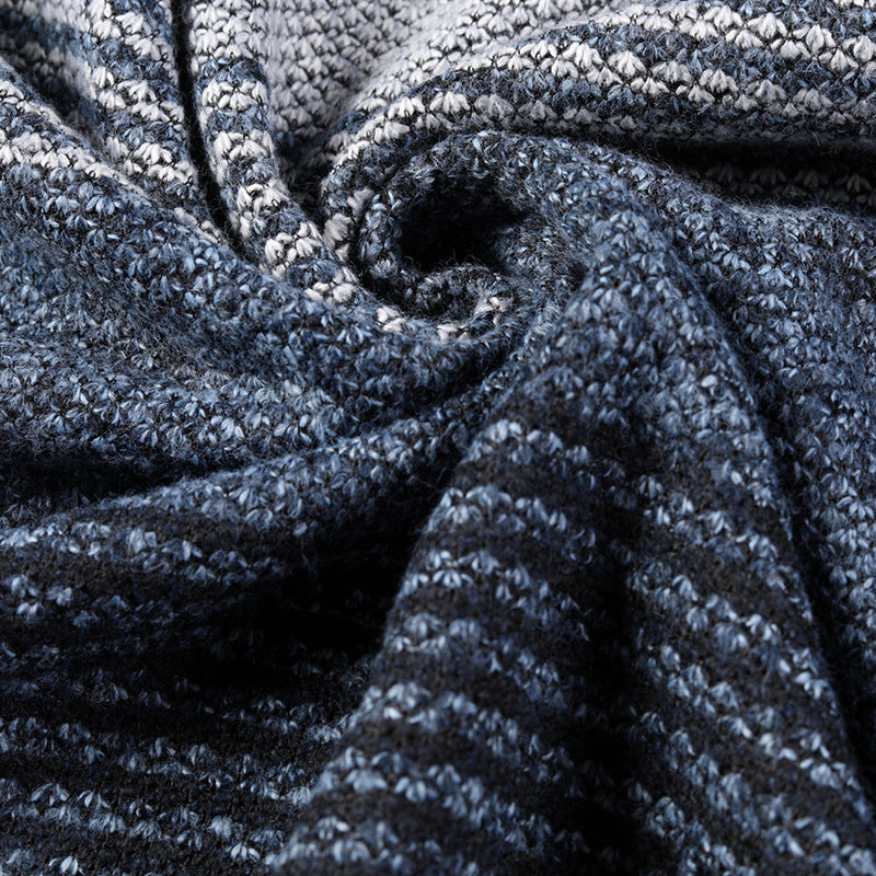 Men's Knitted Sports Hoodie with Decorative Stripes Lune London