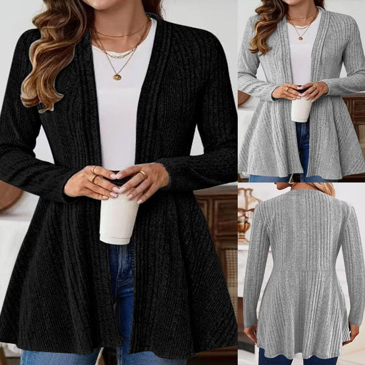 Knit jacket for women with open front and asymmetrical hem Lune London