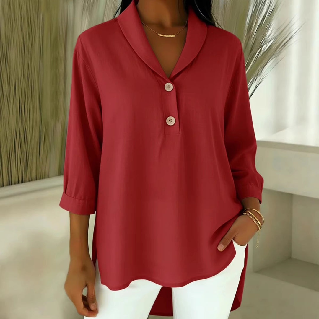 Women Elegant Shirt with Modern Collar and Button Details Lune London