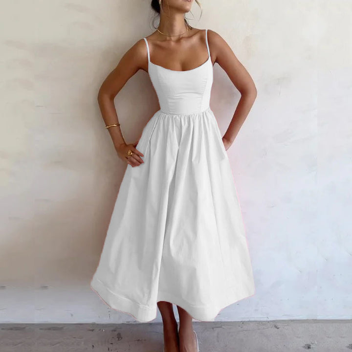 Airy maxi dress for women with thin straps and an elastic waistband Lune London