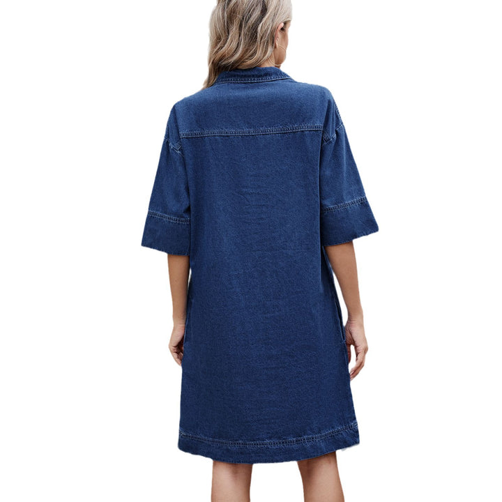 Denim shirt dress for women with practical chest pockets and casual fit Lune London
