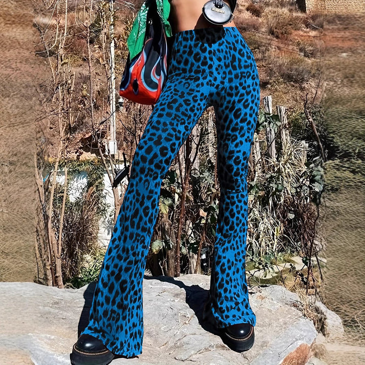 Flared pants for women with animal print Lune London