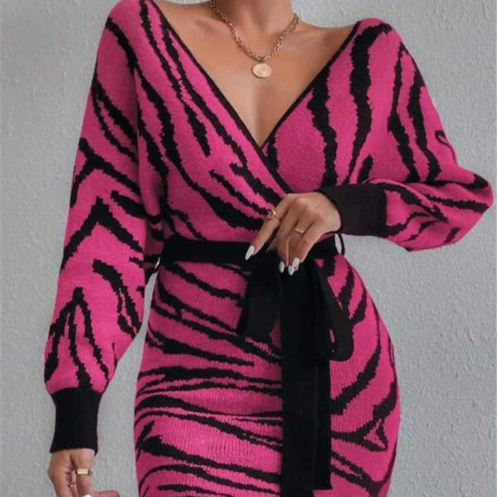 Knit dress for women with trendy zebra pattern Lune London