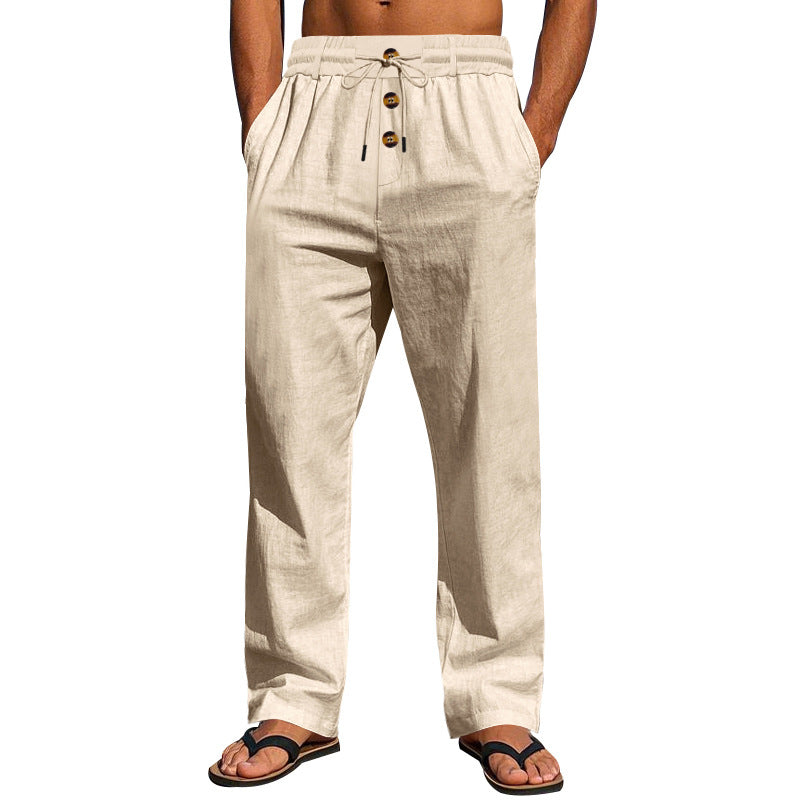Lightweight beach pants for men with adjustable drawstring and practical side pockets Lune London