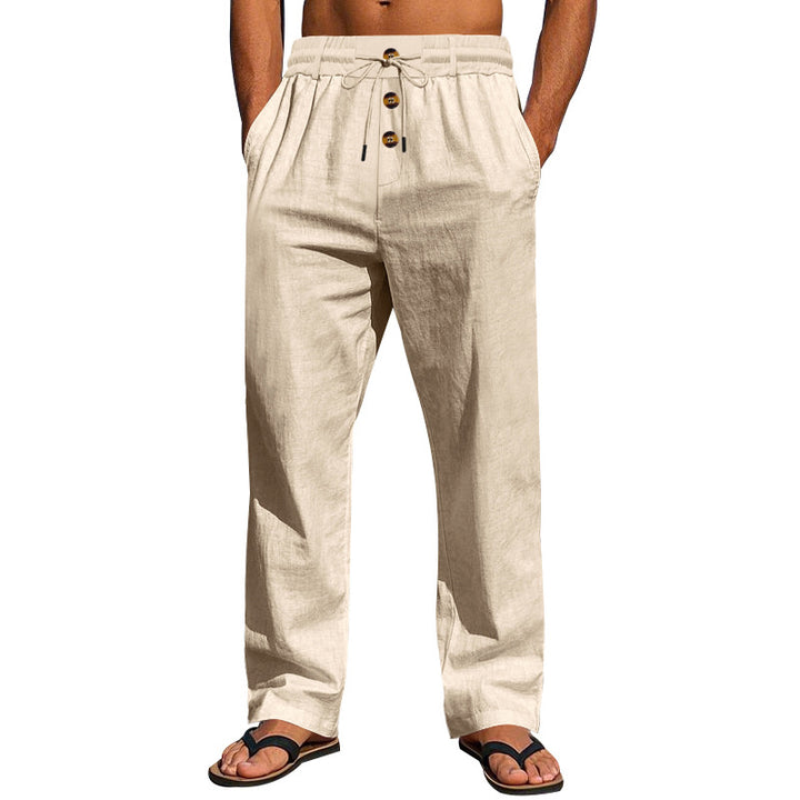 Lightweight beach pants for men with adjustable drawstring and practical side pockets Lune London