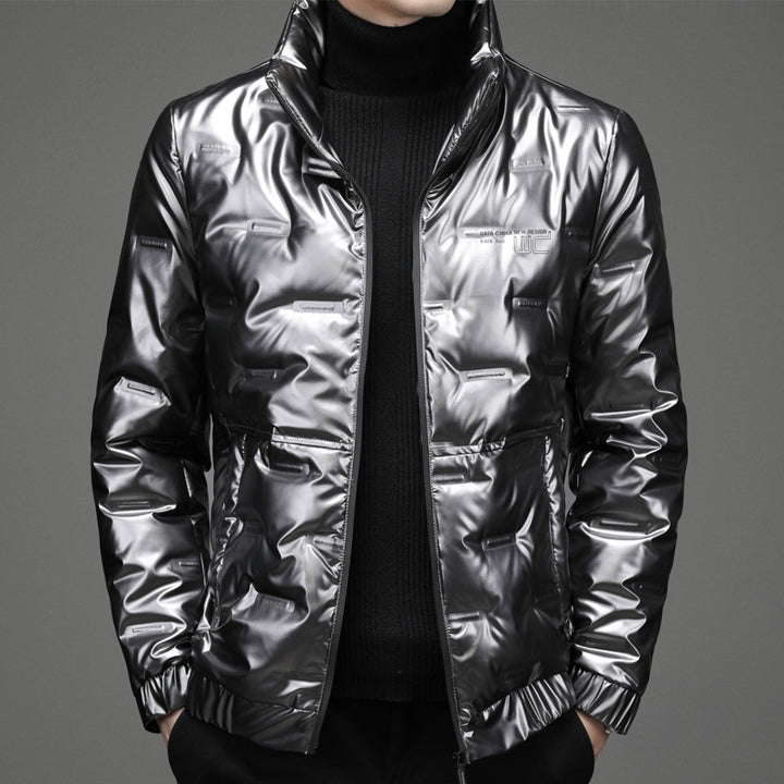 Shiny quilted jacket for men with high collar Lune London