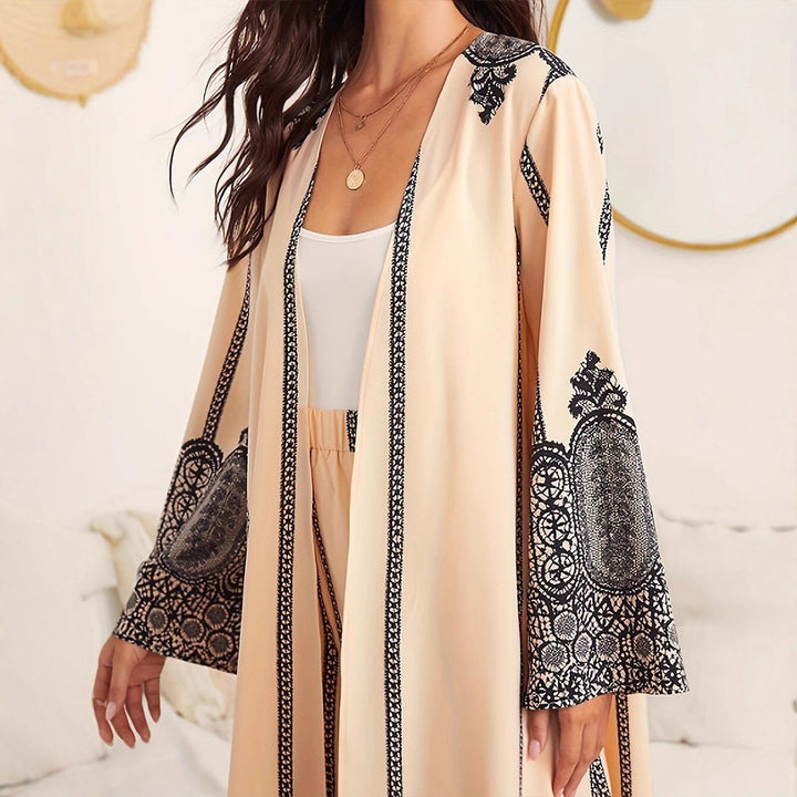 Ladies long kimono with delicate pattern Lune London