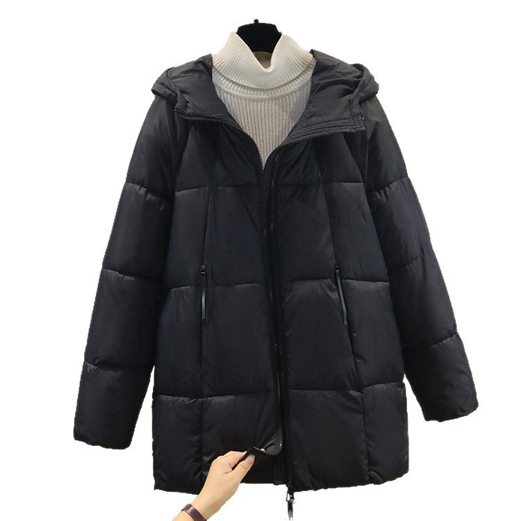 Ladies comfortable and stylish padded jacket with hood and practical zip pockets Lune London