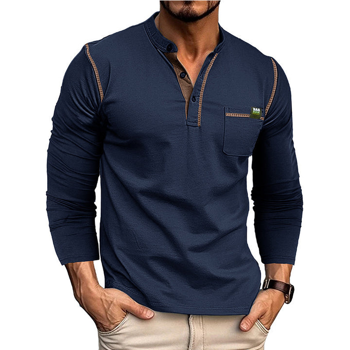 Men's long sleeve shirt with half-button and chest pocket Lune London