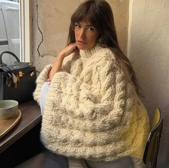 Knit sweater for women with a casual fit and braided design Lune London