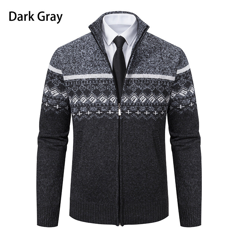 Knit jacket for men with modern pattern and high collar Lune London