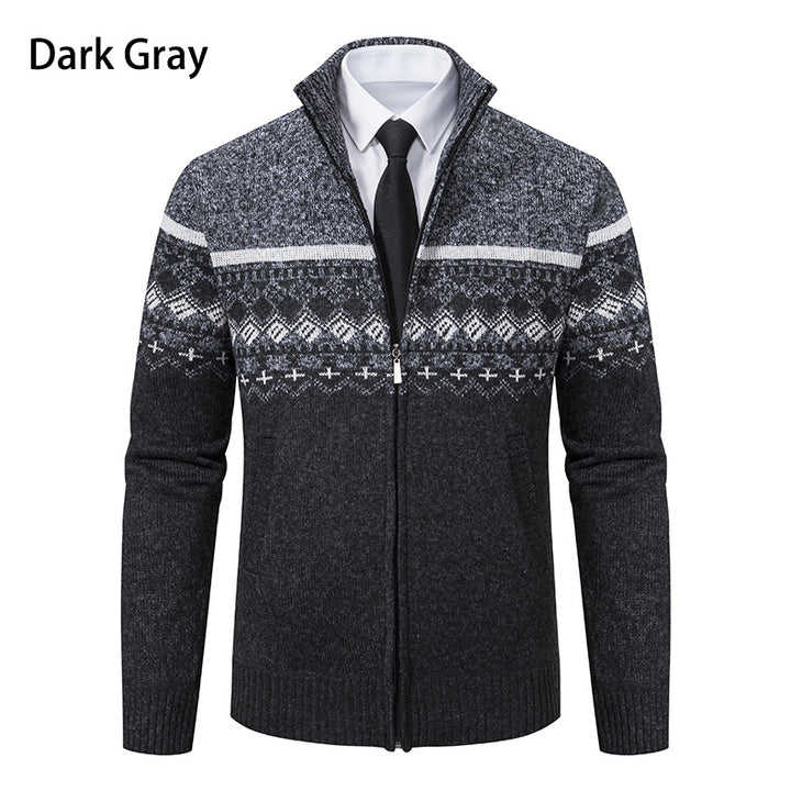 Knit jacket for men with modern pattern and high collar Lune London