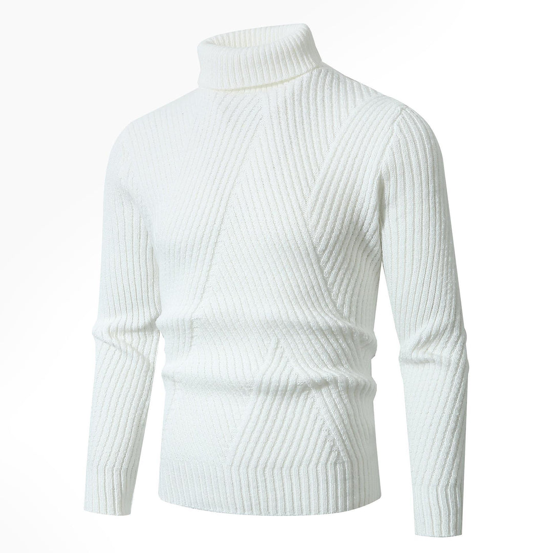 Thick knit sweater for men with high collar and decorative textured pattern Lune London