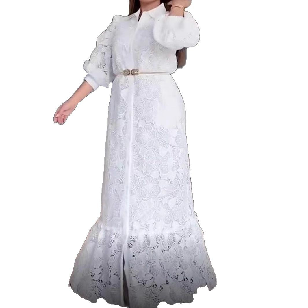 Robe maxi en dentelle élégante pour femmes avec des manches volumineuses Chic & Stil