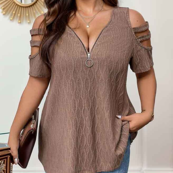 Half-sleeve zip t-shirt for women Lune London