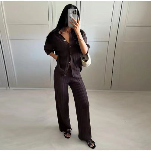 Pants for women with wide elastic waist and stylish stripes Lune London