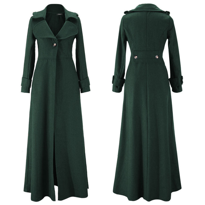 Lune London | Ladies Elegant Long Coat with Classic Lapels and Modern Accents