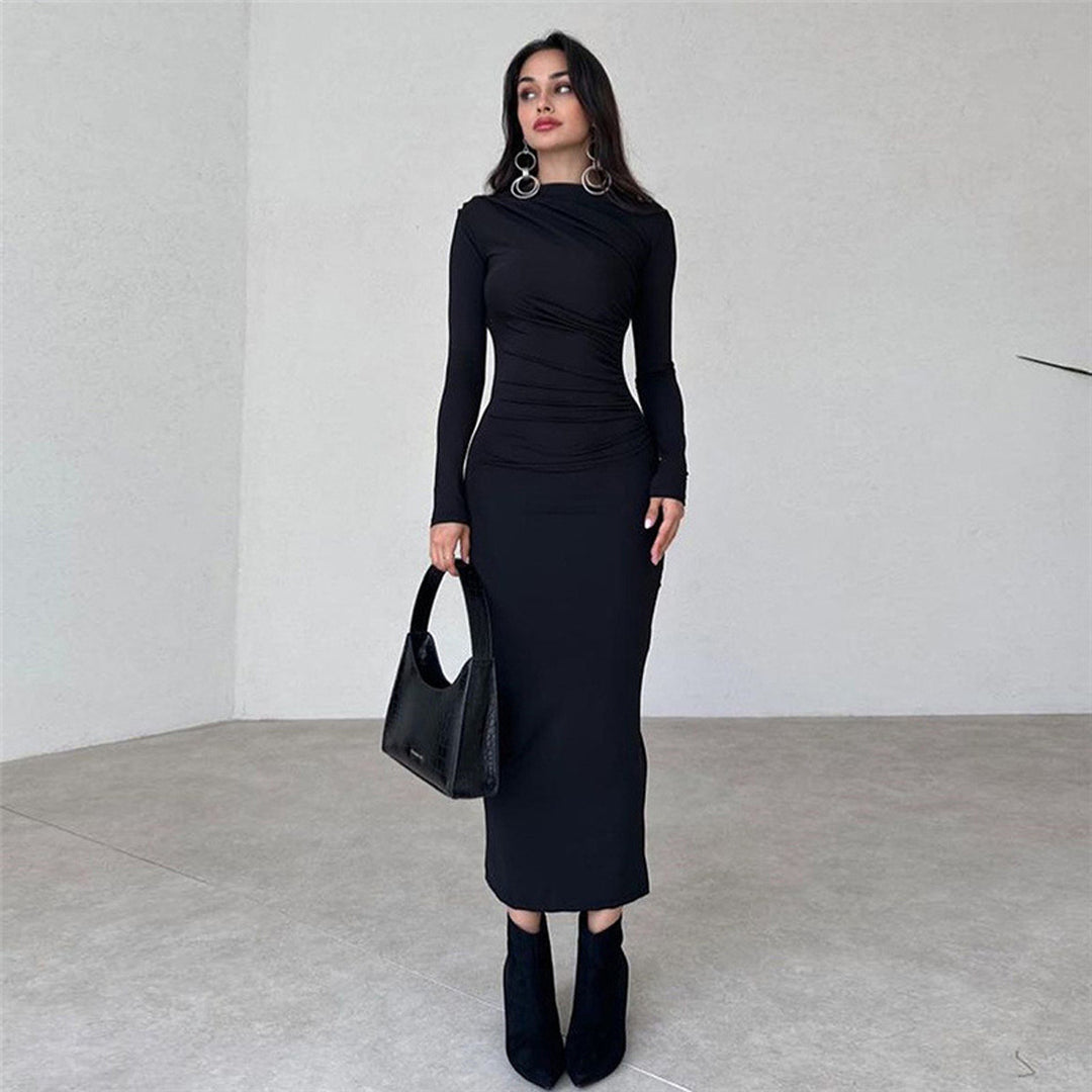 Robe ajustée à manches longues pour femmes avec fronces et design élégant Chic & Stil