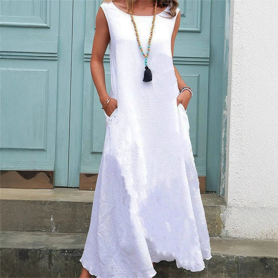 Lune London fluid maxi dress for women with side pockets