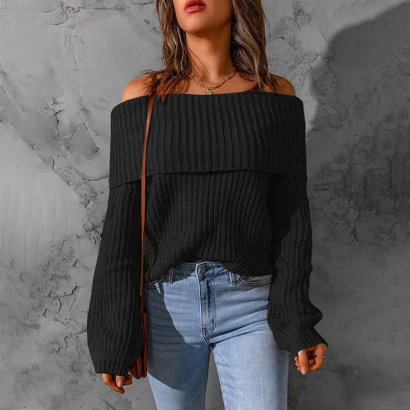 Ladies Off-Shoulder Knit Sweater Lune London