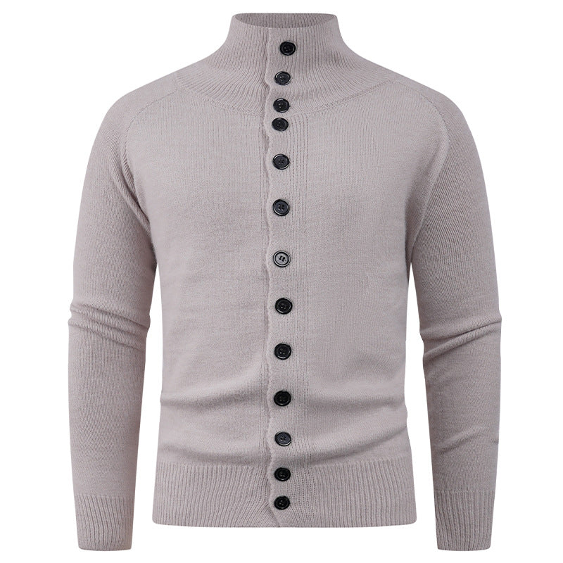 Men's knitted jacket with modern stand-up collar and button closure Lune London