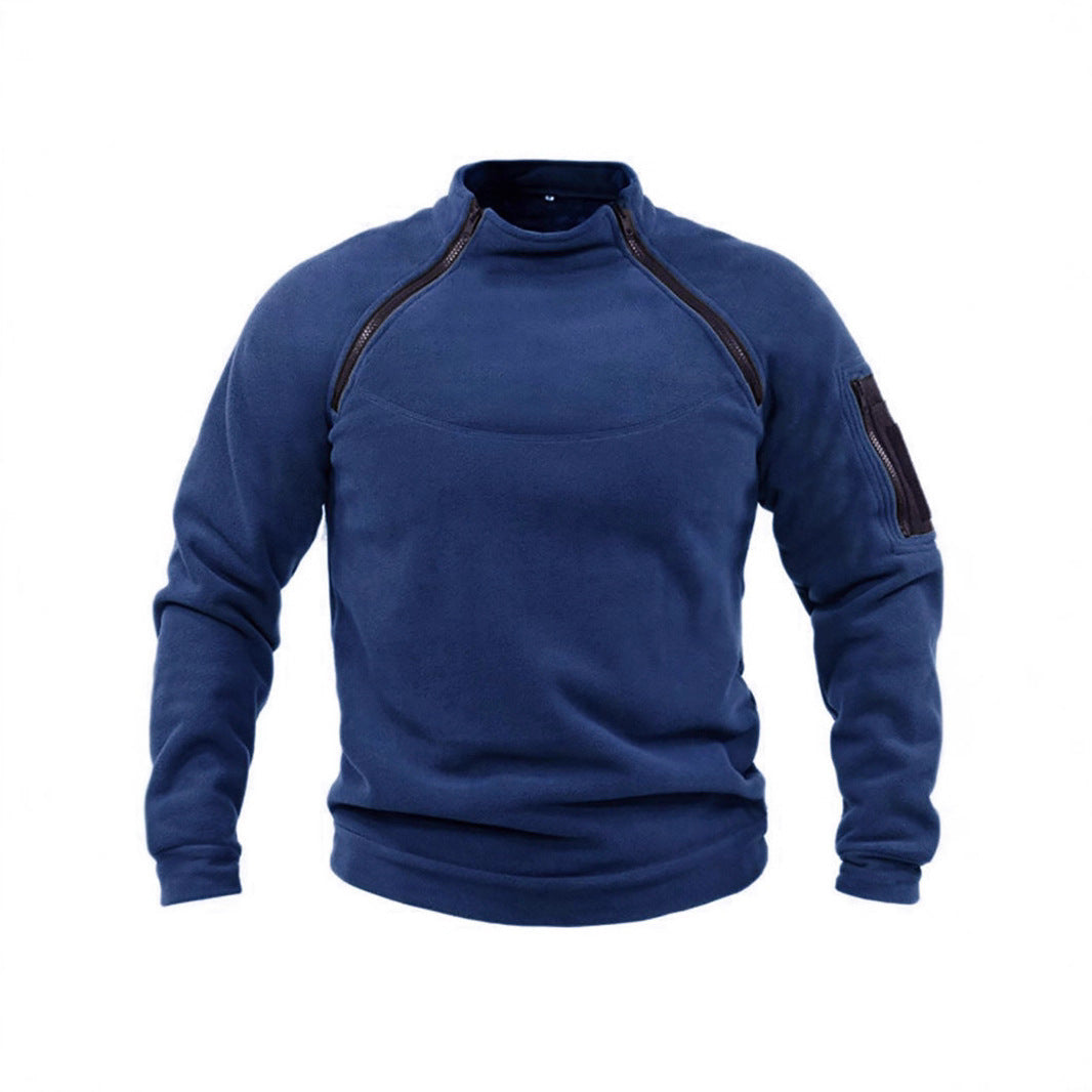 Pull-over thermique en polaire pour hommes avec col montant et poches pratiques Lune London