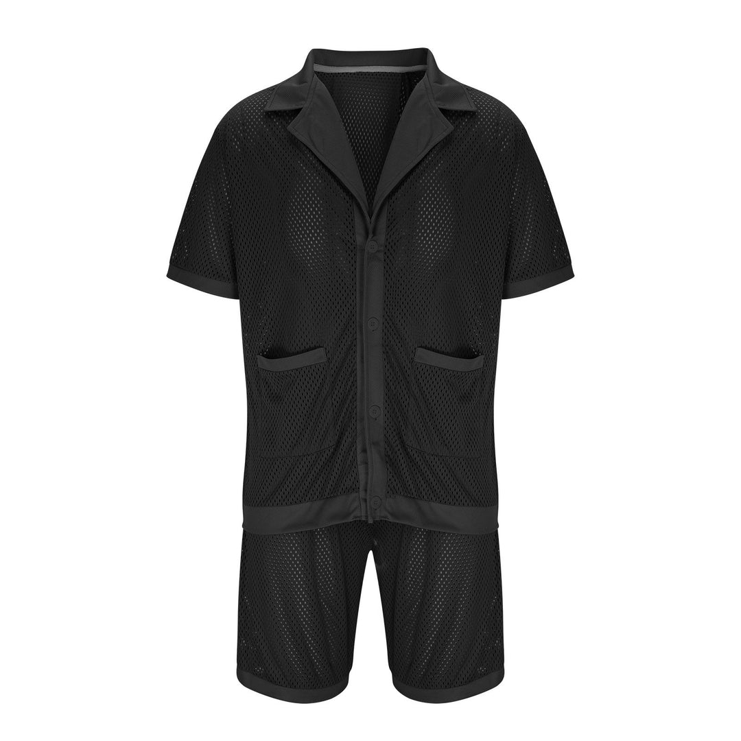 Ladies Lightweight Mesh Pajama Set with Practical Pockets and Button Placket Lune London