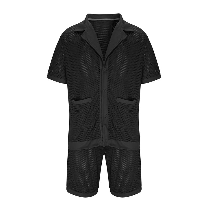 Ladies Lightweight Mesh Pajama Set with Practical Pockets and Button Placket Lune London