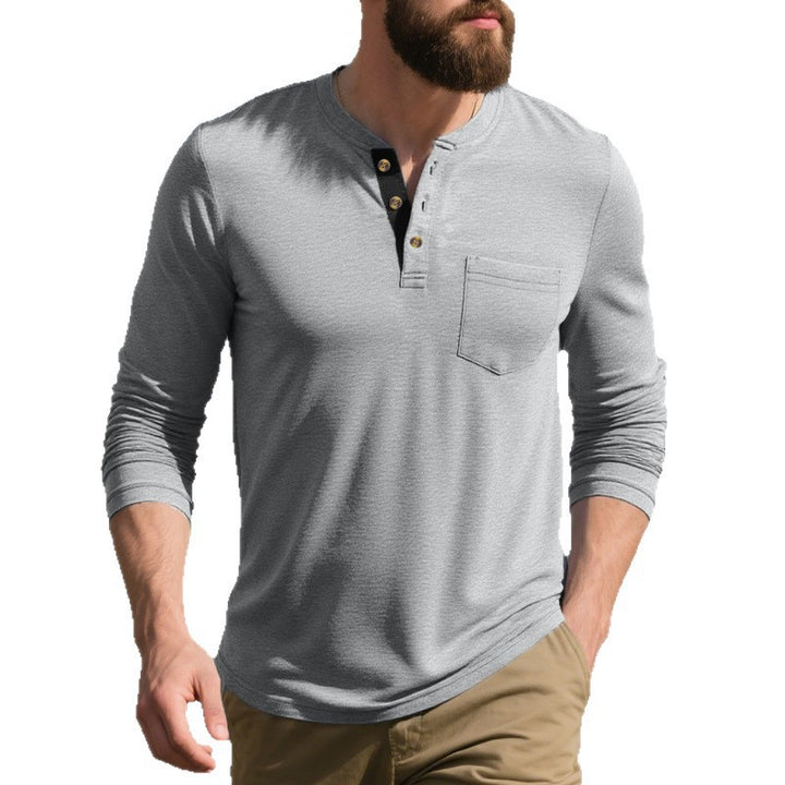 Men's Long Sleeve Henley Shirt with Practical Chest Pocket Lune London