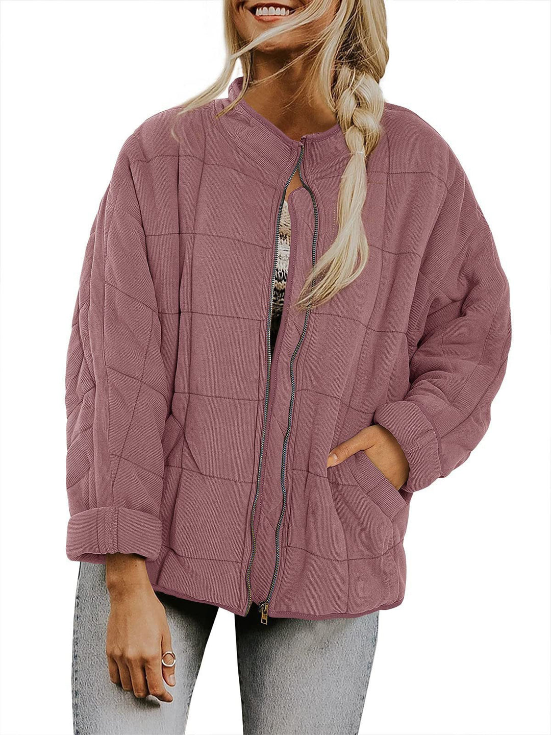 Quilted hooded jacket for women with zipper and pockets Lune London