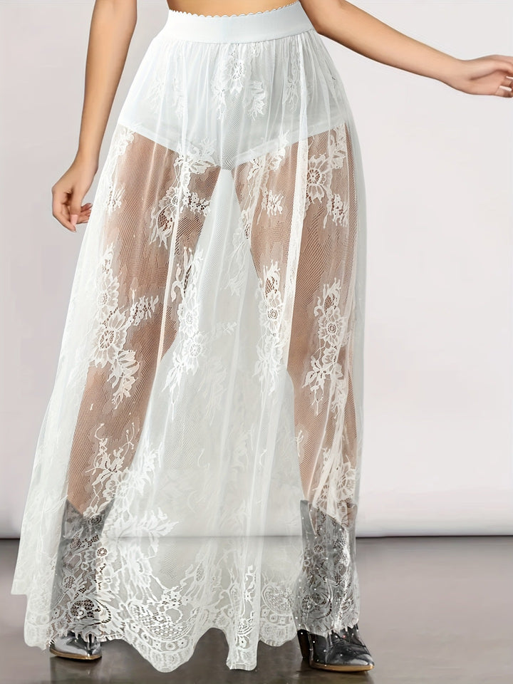Women Elegant Lace Maxi Skirts with High Waist Lune London