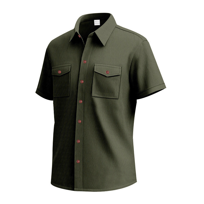 Short sleeve shirt for men with a practical striped pattern and two chest pockets Lune London